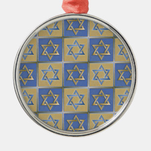 Judaica Star av David Metall Guld Blue Julgransprydnad Metall