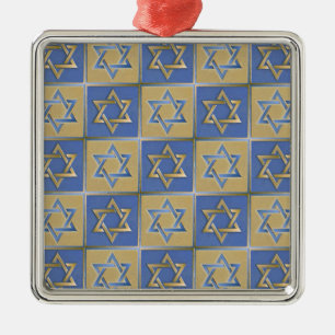 Judaica Star David Metall Guld Blue Julgransprydnad Metall