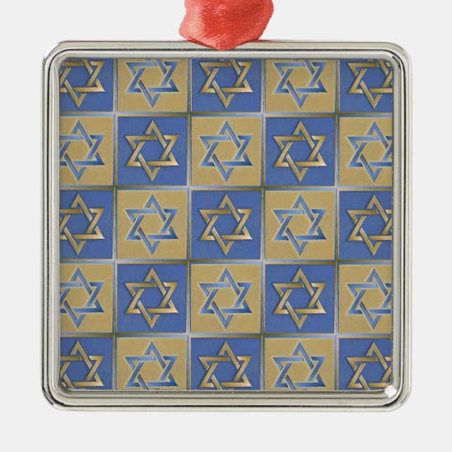 Judaica Star David Metall Guld Blue Julgransprydnad Metall (Framsidan)