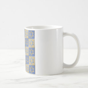 Judaica Star David Metall Guld Blue Kaffemugg
