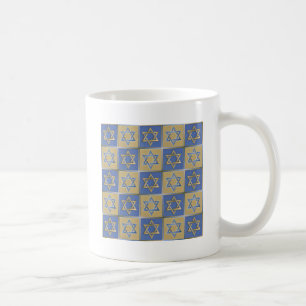 Judaica Star David Metall Guld Blue Kaffemugg