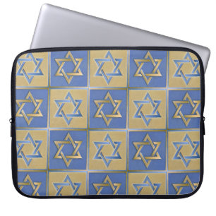 Judaica Star David Metall Guld Blue LapTop Slve Fodral