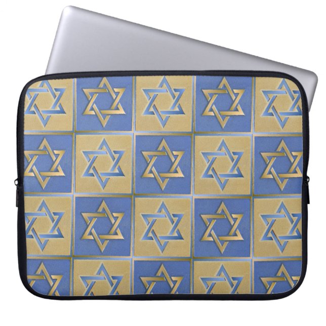 Judaica Star David Metall Guld Blue LapTop Slve Laptop Fodral (Framsidan)