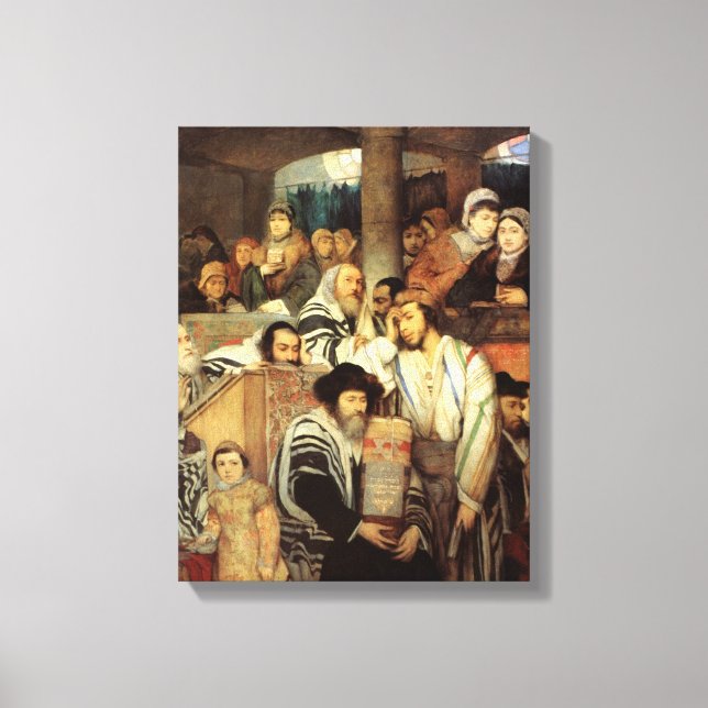 Judar Praying in the Synagogue on Yom Kippur Canvastryck (Framsida)