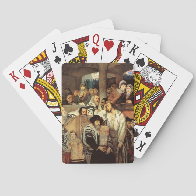 Judar Praying in the Synagogue on Yom Kippur Casinokort (Baksidan)