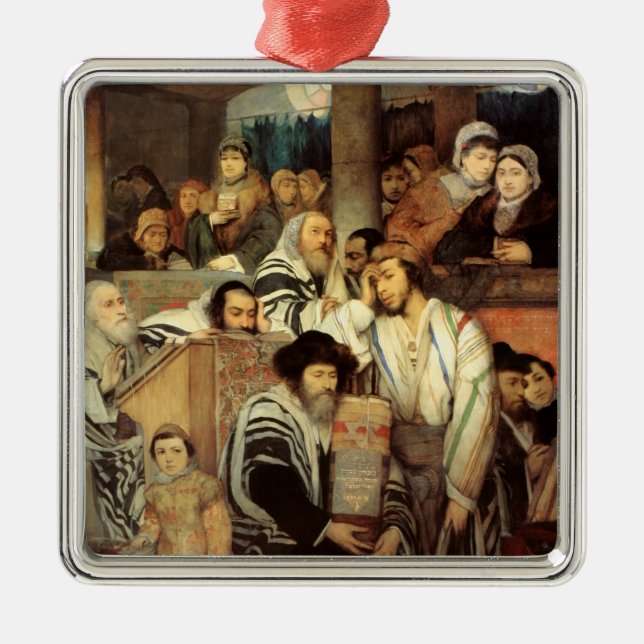 Judar Praying in the Synagogue on Yom Kippur Julgransprydnad Metall (Framsidan)