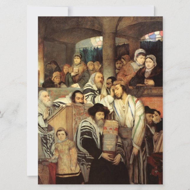 Judar Praying in the Synagogue on Yom Kippur Kort (Framsida)