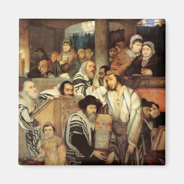 Judar Praying in the Synagogue on Yom Kippur Magnet (Framsidan)
