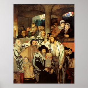 Judar Praying in the Synagogue on Yom Kippur Poster
