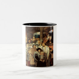 Judar Praying in the Synagogue on Yom Kippur Två-Tonad Mugg