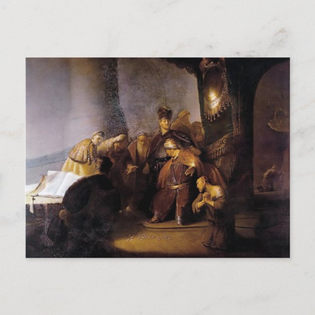 Judas återlämnar de trettio silverstycken vykort (Framsida)