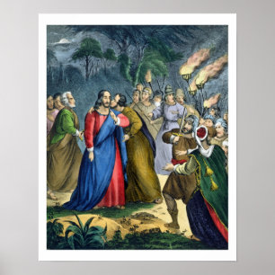 Judas förråder hans ledar-, från en bibel som b poster