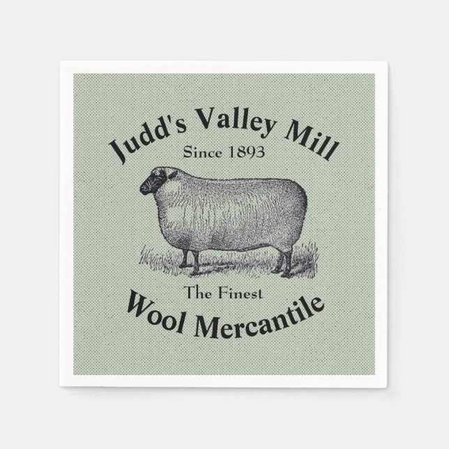 Judds Valley Wool Mercantile Vintage Sheep Image Pappersservett (Framsidan)