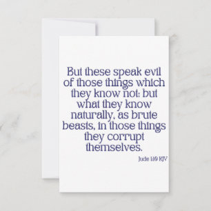 Jude 1:10 KJV Bible Verse Flat Greeting Card Kort