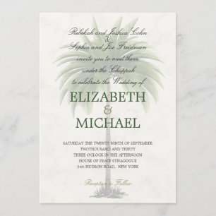 Jude Bröllop Chuppah Elegant Modern Handflatan Inbjudningar