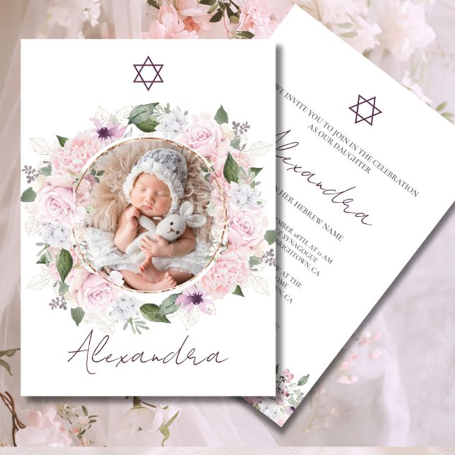 Jude Girl Baby Naming Ro Rosa Photo Inbjudningar (Skapare uppladdad)