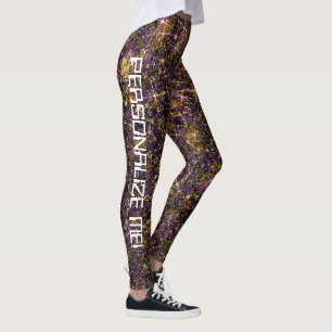 Jude Guld Galaxy Glitter ANPASSNINGSBAR TEXT Leggings