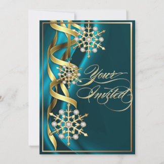 Jude Jazzy Snowflake Teal Helgdag Card Inbjudningar