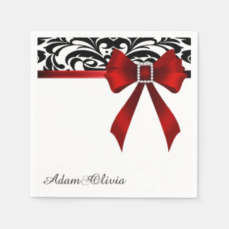 Jude Mörk Red Bow Damask Wedding Pappersservett