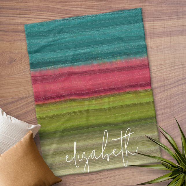 Judefärgad tonfärgsegenamn för Abstrakt Rand Fleecefilt (Personalized Fleece Blanket)