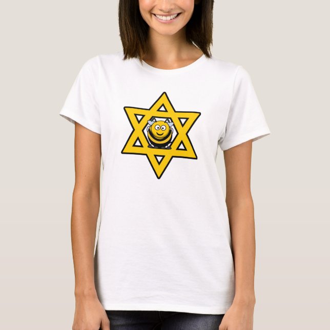 Judeisk Davidstjärna med en honungsbi Tee Shirt (Framsida)