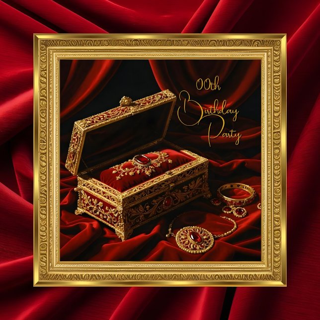 Judelådan Guld Ram vid födelsedagen Vintage Inbjudningar (Skapare uppladdad)