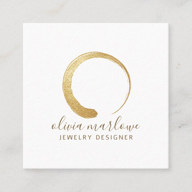 Judendesigner i Modern Faux Guld Circle Logotyp Fyrkantigt Visitkort (Framsida)
