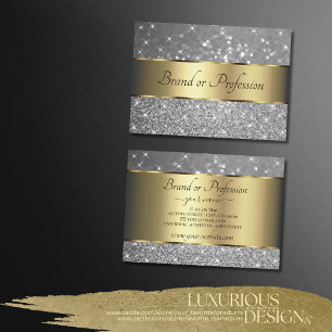 Juder i Gnistran Luxury Guld Glitter Stars Silver Visitkort