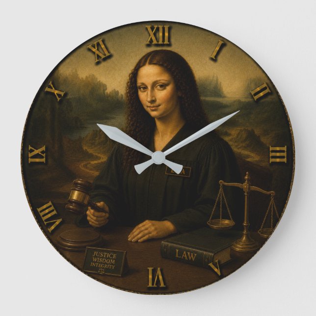 Judge Funny Mona Lisa Lawyer & Justice Gift Stor Klocka (Framsida)