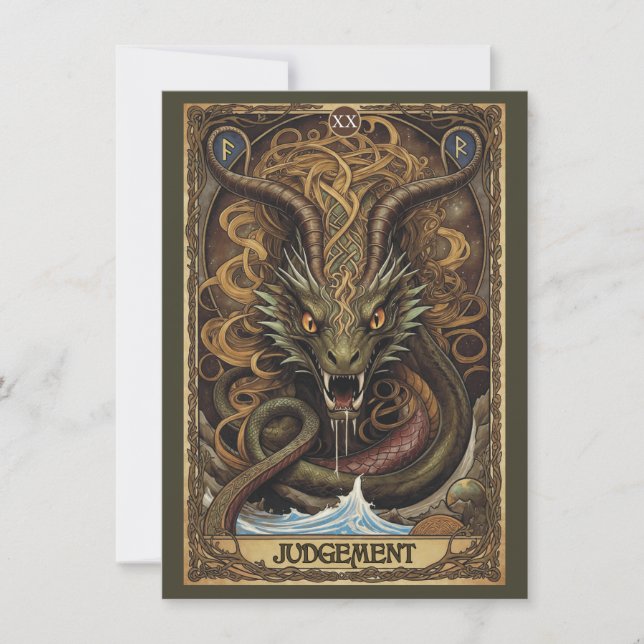 Judgement Norse Tarot Art Flat Thank You Card Tack Kort (Framsida)