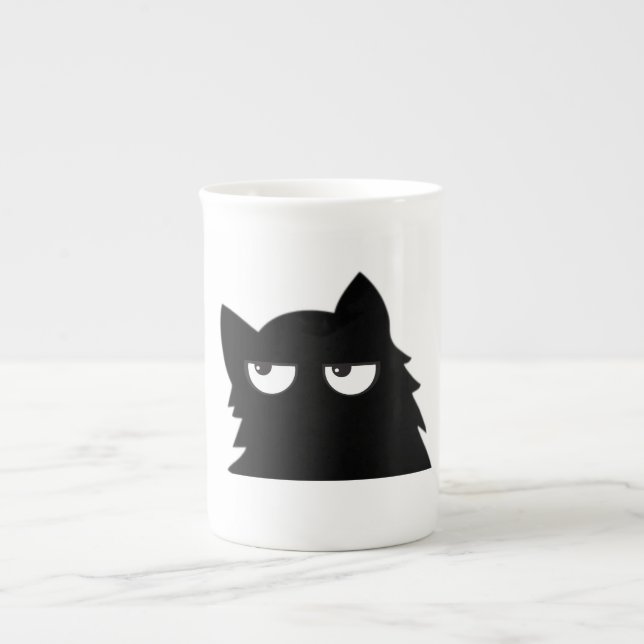 Judging Black Cat Funny Minimal Cat Design Benporslin Mugg (Framsidan)