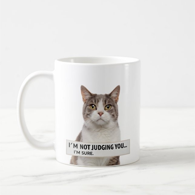 Judging Cat Sarcastic Quote Minimal Art Kaffemugg (Vänster)
