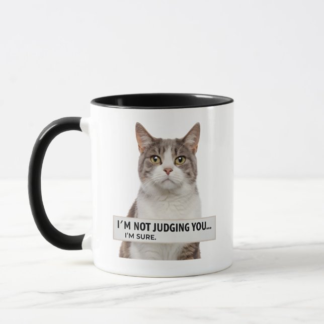 Judging Cat Sarcastic Quote Minimal Art Mugg (Vänster)