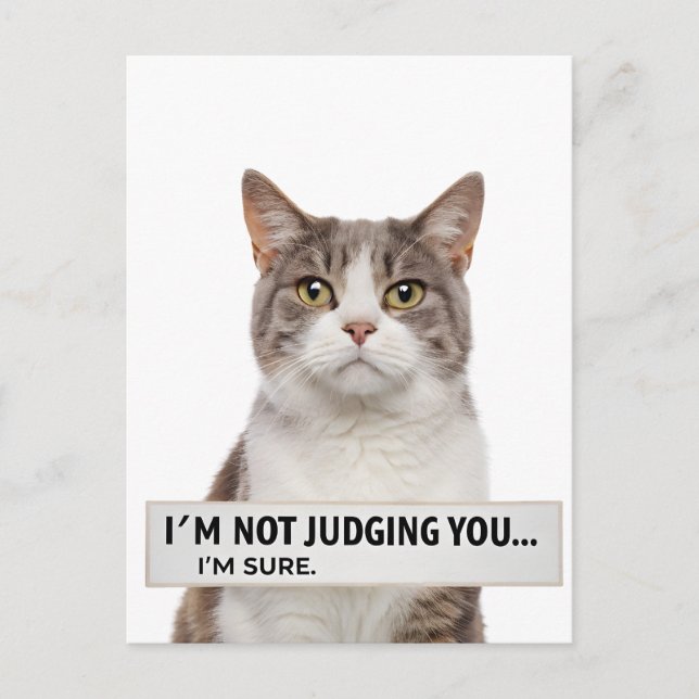Judging Cat Sarcastic Quote Minimal Art Vykort (Framsida)