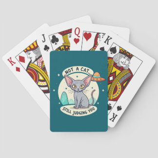 Judging Sphynx Cat UFO Sarcastic Cartoon Art Casinokort