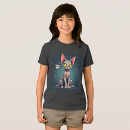 Judging Sphynx Cat UFO Space Cartoon Art T Shirt