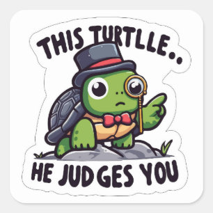 Judging Turtle Sticker Fyrkantigt Klistermärke