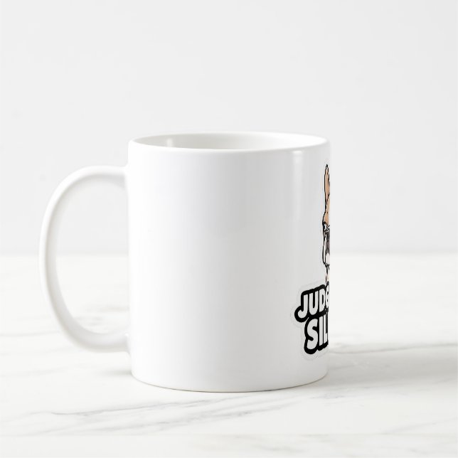 Judging You Silently - Fawn Frenchie Sticker Kaffemugg (Vänster)