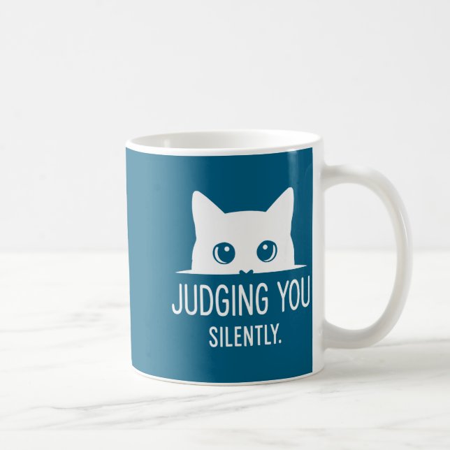 Judging You Silently - Funny Cat  Kaffemugg (Höger)