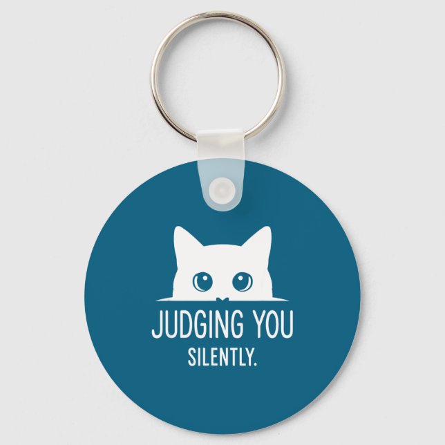 Judging You Silently - Funny Cat  Nyckelring (Framsida)