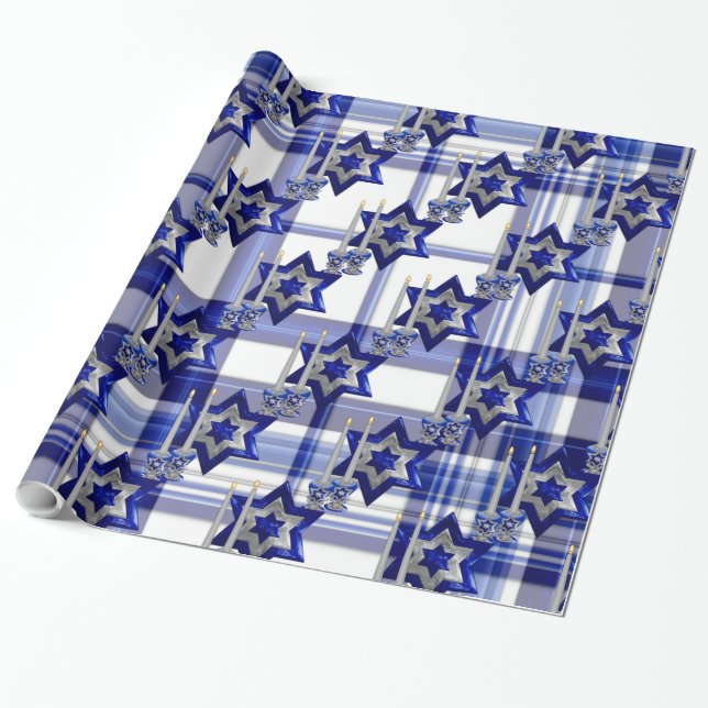 judisk-andlesticks-and-Star-1-Play Presentpapper (Utrullad)