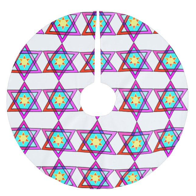 Judisk davidsstjärna julgransmatta borstad polyester (Framsidan)