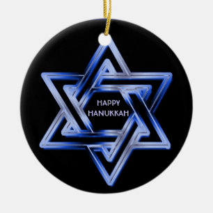 Judisk davidsstjärnaskenlycklig Hanukkah Julgransprydnad Keramik