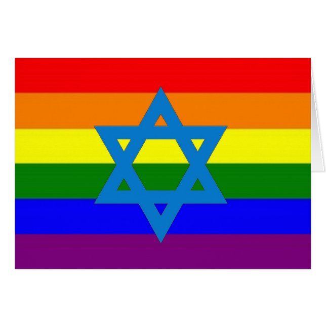Judisk gay prideflagga hälsningskort (Framsidan Horizontal)