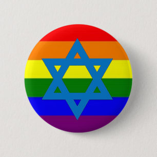 Judisk gay prideflagga knapp