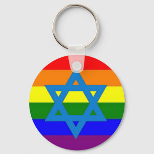 Judisk gay prideflagga nyckelring