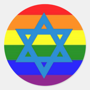 Judisk gay prideflagga runt klistermärke
