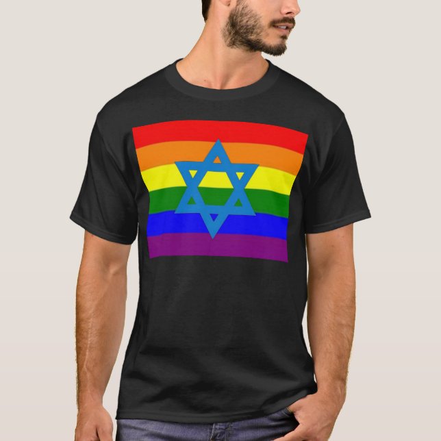 Judisk gay prideflagga t shirt (Framsida)