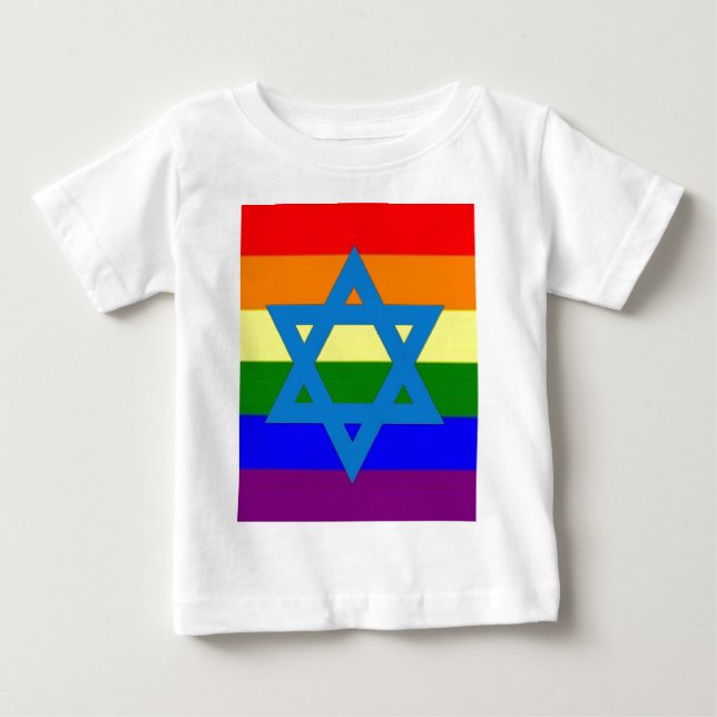 Judisk gay prideflagga tröja (Framsida)