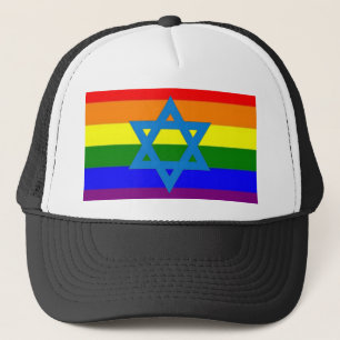 Judisk gay prideflagga truckerkeps
